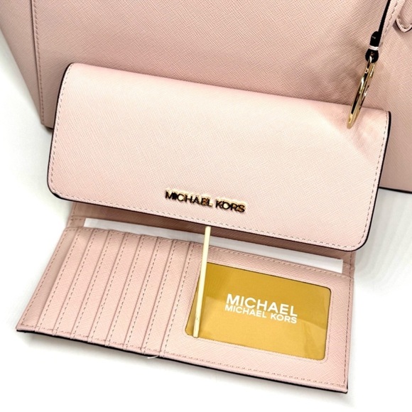 Michael Kors Charlotte Large Top-Zip Tote Bag & Matching Trifold Wallet - Picture 11 of 12